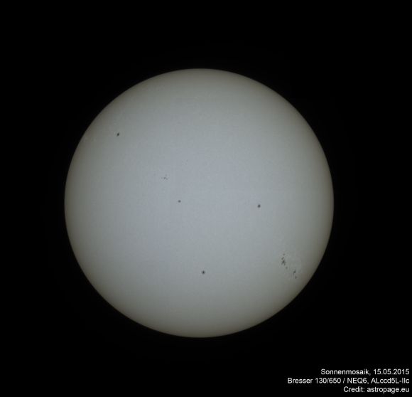 Noch ein Sonnenmosaik mit der Planetenkamera und dem Newton 130/650. (astropage.eu)