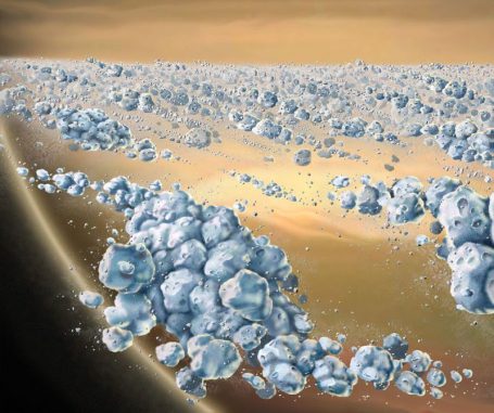 Künstlerische Darstellung von Teilchen in einem Ringsystem. (NASA) Künstlerische Darstellung von Teilchen in einem Ringsystem. (NASA)