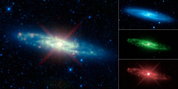 Infrarotaufnahme der Sculptor-Galaxie vom Wide-field Infrared Survey Explorer (WISE). (NASA / JPL-Caltech / UCLA)