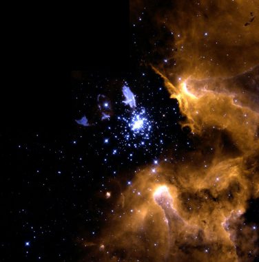 NGC 3603, aufgenommen vom Weltraumteleskop Hubble. (Wolfgang Brandner (JPL / IPAC), Eva K. Grebel (Univ. Washington), You-Hua Chu (Univ. Illinois Urbana-Champaign), and NASA / ESA)