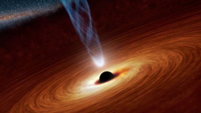 Illustration eines supermassiven Schwarzen Lochs mit mehreren Millionen oder Milliarden Sonnenmassen. (NASA / JPL-Caltech)