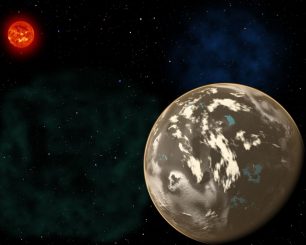 Diese künstlerische Darstellung zeigt einen Kohlenstoffplaneten im Orbit um einen sonnenähnlichen Stern. Blaue Gebiete stellen Wasser auf der Oberfläche des Planeten dar, potenzielle Habitate für außerirdisches Leben. (Christine Pulliam (CfA), Sun image: NASA / SDO)