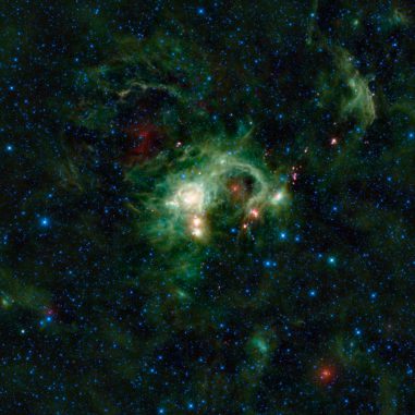SH 2-235 im Sternbild Auriga (Fuhrmann), aufgenommen vom Weltraumteleskop WISE. (NASA / JPL-Caltech / UCLA) SH 2-235 im Sternbild Auriga (Fuhrmann), aufgenommen vom Weltraumteleskop WISE. (NASA / JPL-Caltech / UCLA)