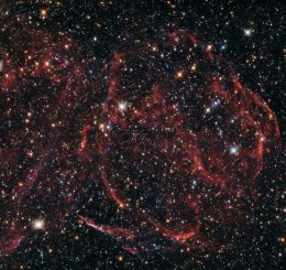 DEM L316A, hier aufgenommen vom Weltraumteleskop Hubble, ist ein Supernova-Überrest in der Großen Magellanschen Wolke. (ESA / Hubble & NASA, Y. Chu)