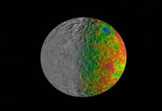 Farbcodiertes Bild des Zwergplaneten Ceres, basierend auf Daten der NASA- Raumsonde Dawn. (NASA / JPL-Caltech)