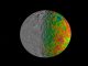 Farbcodiertes Bild des Zwergplaneten Ceres, basierend auf Daten der NASA- Raumsonde Dawn. (NASA / JPL-Caltech)