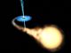 Künstlerische Darstellung eines Röntgenstrahlung emittierenden Doppelsternsystems mit einem Schwarzen Loch. (NASA / ESA)