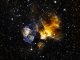 LMC P3 (Kreis) liegt in einem Supernova-Überrest namens DEM L241 in der Großen Magellanschen Wolke. (NOAO / CTIO / MCELS, DSS)