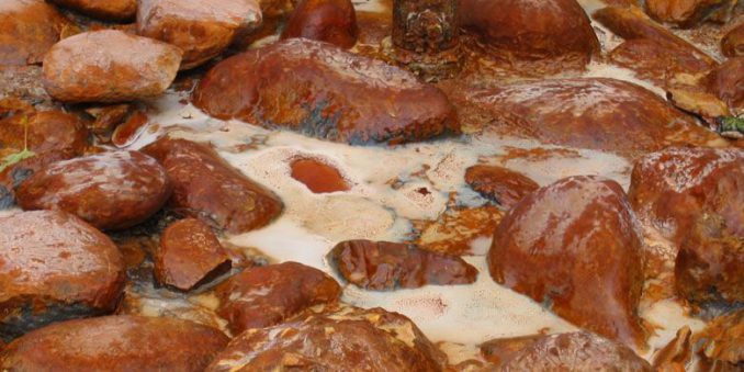 Saure Abwässer von modernen Bergbauanlagen unterstützen das selbe Sauerstoff nutzende bakterielle Leben, das vor 2,48 Milliarden Jahren auf der Erde erschien (Univ. of Alberta) Saure Abwässer von modernen Bergbauanlagen unterstützen das selbe Sauerstoff nutzende bakterielle Leben, das vor 2,48 Milliarden Jahren auf der Erde erschien (Univ. of Alberta)