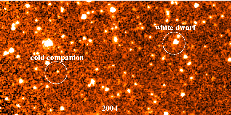 Die zwei Spitzer-Aufnahmen, anhand derer der Braune Zwerg identifiziert wurde. (Kevin Luhman, Penn State University, October 2011)