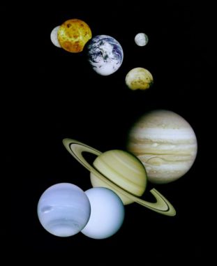 Fotomontage der Planeten unseres Sonnensystems (NASA) Fotomontage der Planeten unseres Sonnensystems (NASA)