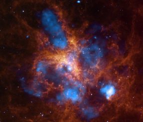 Der Tarantelnebel (X-ray: NASA / CXC / PSU / L.Townsley et al.; Infrared: NASA / JPL / PSU / L.Townsley et al.)