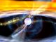 Illustration eines Pulsars, der Materie von einem nahen Stern abzieht (NASA)