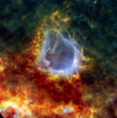 Sternentstehungsregion RCW 120, aufgenommen vom Herschel-Weltraumteleskop (ESA / PACS / SPIRE / HOBYS Consortia) Sternentstehungsregion RCW 120, aufgenommen vom Herschel-Weltraumteleskop (ESA / PACS / SPIRE / HOBYS Consortia)