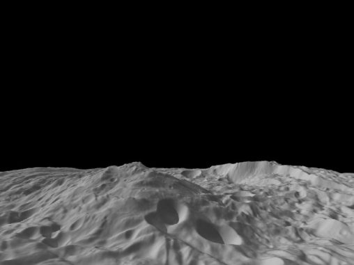 Seitenansicht des riesigen Südpolarberges auf Vesta (NASA / JPL-Caltech / UCLA / MPS / DLR / IDA / PSI)