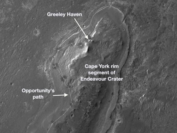 Übersichtskarte der Region mit Greeley Haven und dem "Cape York"-Segment (NASA / JPL-Caltech / UA)