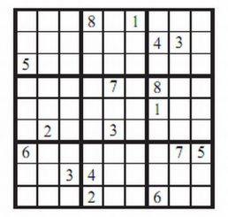 Ein klassisches Sudoku-Rätsel mit 17 Hinweisen