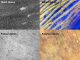Dünen auf Titan, verglichen mit ähnlichen Formationen auf der Erde (NASA / JPL-Caltech, and NASA / GSFC / METI / ERSDAC / JAROS and U.S. / Japan ASTER Science Team)