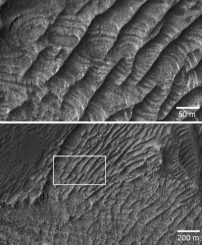 Aufnahmen des Mars Reconnaissance Orbiter zeigen eine neue Klasse von Landformen auf dem Mars. (NASA)
