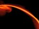 Dieses Bild aus einer Computersimulation zeigt das Gas eines Sterns, der durch die Gravitation des Schwarzen Lochs zerrissen wurde. (NASA, S. Gezari (The Johns Hopkins University), and J. Guillochon (University of California, Santa Cruz))