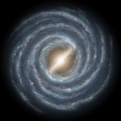 Schematische Darstellung unserer Milchstraßen-Galaxie in der Draufsicht. (NASA / JPL)