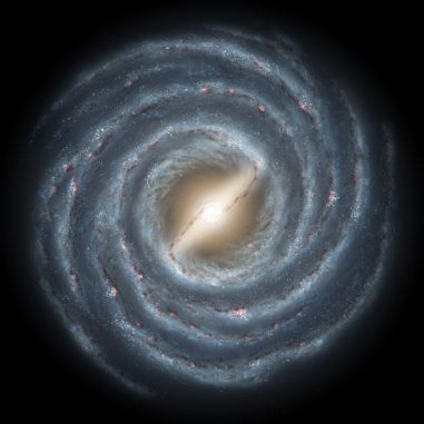 Schematische Darstellung unserer Milchstraßen-Galaxie in der Draufsicht. (NASA / JPL)