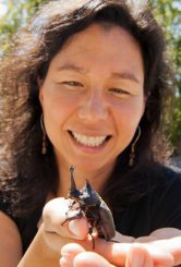 Laura Lavine mit einem Nashornkäfer. (Washington State University)