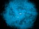 Künstlerische Darstellung des Halos aus heißem Gas, der die Milchstraße umgibt. Neben der Milchstraße im Zentrum sind auch die Positionen der Großen (LMC) und Kleinen Magellanschen Wolken (SMC) markiert. (Illustration: NASA / CXC / M.Weiss; NASA / CXC / Ohio State / A. Gupta et al.)