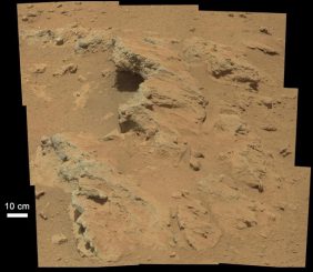 Der Aufschluss "Hottah" auf dem Mars. Hier fand Curiosity Hinweise für einstmals fließendes Wasser. (NASA / JPL-Caltech / MSSS)