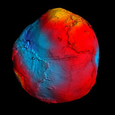 Dieses Geoid-Modell basiert auf Daten der GOCE-Mission. (ESA / HPF / DLR) Dieses Geoid-Modell basiert auf Daten der GOCE-Mission. (ESA / HPF / DLR)
