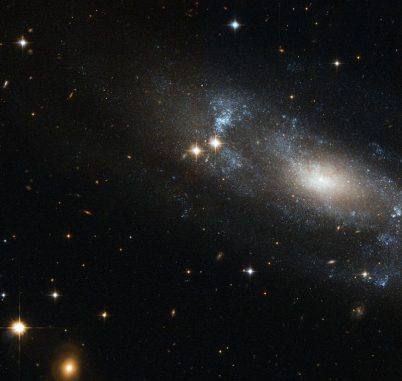 Die Spiralgalaxie ESO 499-G37, aufgenommen vom Weltraumteleskop Hubble. (ESA / Hubble & NASA) Die Spiralgalaxie ESO 499-G37, aufgenommen vom Weltraumteleskop Hubble. (ESA / Hubble & NASA)