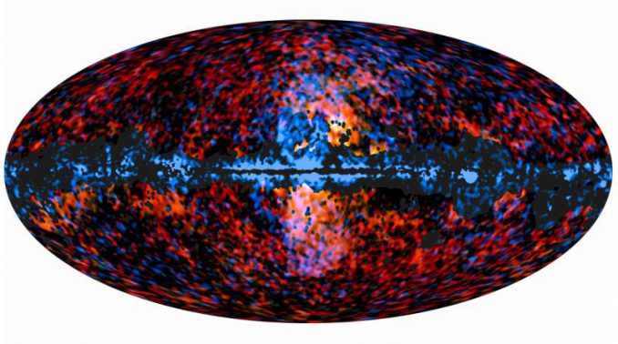 Eine Ansicht der "galaktischen Geysire". (ESA Planck Collaboration (Microwave) NASA DOE Fermi LAT, Dobler et al. Su et al. (Gamma Rays))