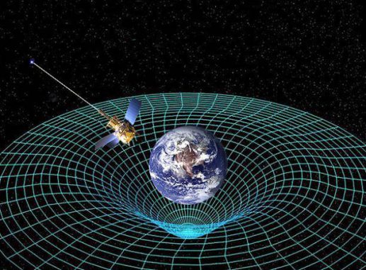 Nach der allgemeinen Relativitätstheorie krümmen große Massen, zum Beispiel Planeten wie die Erde, den Raum. (Illustration: NASA)