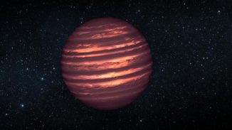 Künstlerische Darstellung des Braunen Zwergs 2MASSJ22282889-431026 und seiner atmosphärischen Wettersysteme. (NASA / JPL-Caltech)