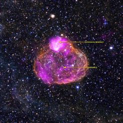 Die Superblase DEM L50, aufgenommen vom Weltraumteleskop Chandra. (X-ray: NASA / CXC / Univ of Michigan / A.E.Jaskot, Optical: NOAO / CTIO / MCELS)