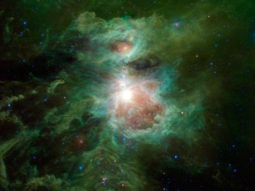 Der Orionnebel im Infrarotspektrum, aufgenommen vom Weltraumteleskop WISE. (NASA / JPL-Caltech / UCLA)
