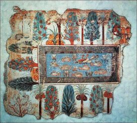 Das berühmte Fresko "Garten des Westens" aus dem Grab des Wesirs Nebamun in Theben. (Wikipedia / User: Yann / gemeinfrei)