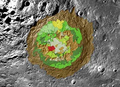 Geologische Karte des Schrödinger-Beckens (Courtesy of NASA / Scott Mest)