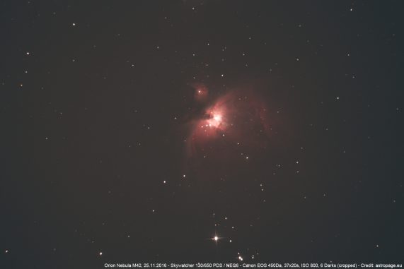 Orionnebel M42 vom 25.11.2016. (astropage.eu)
