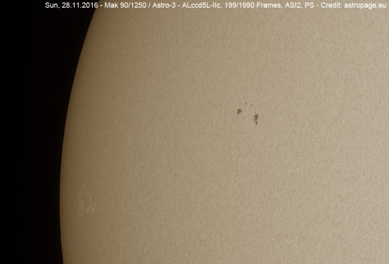 Sonne vom 28.11.2016. (astropage.eu) Sonne vom 28.11.2016. (astropage.eu)