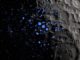 Diese Karte zeigt die permanent im Schatten liegenden Regionen (blau) in der Nähe des lunaren Südpols. (Credits: NASA Goddard / LRO mission)