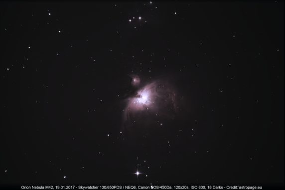 Orionnebel vom 19.01.2017. (astropage.eu)