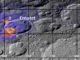 Gebiete mit hohen Konzentrationen an organischen Substanzen um den Krater Ernutet auf dem Zwergplaneten Ceres, markiert mit den Buchstaben a bis f. Wärmere Farben zeigen höhere Konzentrationen an. (Credit: NASA / JPL-Caltech / UCLA / ASI / INAF / MPS / DLR / IDA)