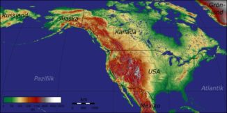 Topografie der Vereinigten Staaten von Amerika. (Credit: University of Hawaii / CC BY-SA 3.0 / Wikipedia User: Captain Blood)