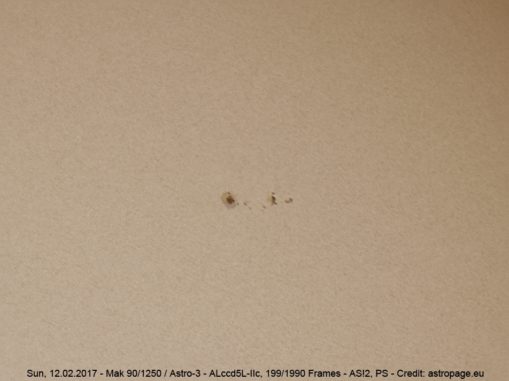 Sonne vom 12.02.2017. (astropage.eu) Sonne vom 12.02.2017. (astropage.eu)