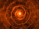 Spiralmuster aus molekularem Gas um den Roten Riesen LL Pegasi. (ALMA / Hyosun Kim)