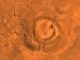 Dieses digital erstellte Mosaikbild zeigt den erloschenen Vulkan Arsia Mons. Es basiert auf Bildern, die der Orbiter Viking 1 während seiner Arbeitszeit von 1976-1980 machte. (Credits: NASA / JPL / USGS)