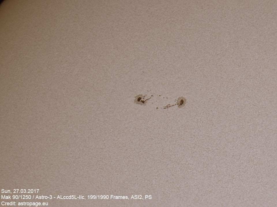 Sonne vom 27. März 2017. (astropage.eu)
