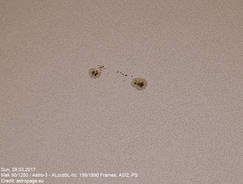 Sonne vom 28. März 2017. (astropage.eu)
