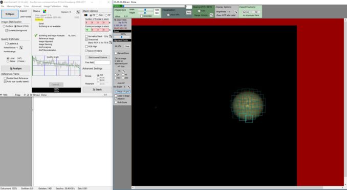 Alignment Points in Autostakkert setzen. (Screenshot: astropage.eu)